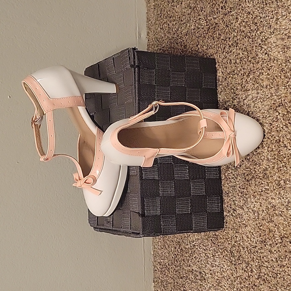 Elegant White and Pink Women's Heels